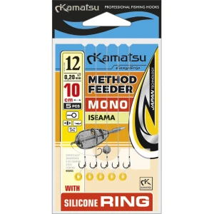 Carlige Legate Kamatsu Iseama Rig Method Feeder Cu Inel Silicon, 10cm, Nr.8, 0.25mm, 5buc/pac