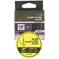 Carlige Legate Matrix X9 Wide Gape Carp Band Rigs, Nr.14, 45cm, 8buc/plic