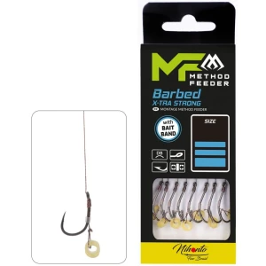 Carlige Legate MIKADO Method Feeder Rig Cu Banda X-Tra Strong, Nr.8, 0.12mm, 10cm, 8buc/pac Carlige Legate MIKADO Method Feeder Rig Cu Banda X-Tra Strong, Nr.8, 0.12mm, 10cm, 8buc/pac