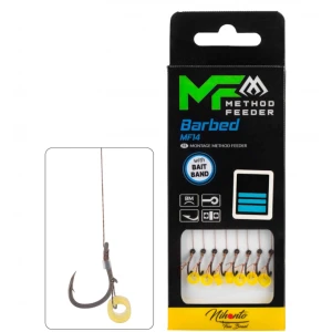 Carlige Legate MIKADO Method Feeder Rig MF14 With Bait Band, 10cm, Nr. 4, 8buc/pac