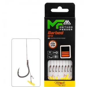 Carlige Legate MIKADO Method Feeder Rig MF14 With Push Stop, 10cm, Nr. 4, 8buc/pac