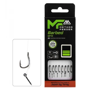 Carlige Legate MIKADO Method Feeder Rig MF14 With Spike, 10cm, Nr. 4, Mono, 8buc/pac
