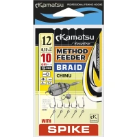 Carlige Legate Method Feeder KONGER pe Spin Kamatsu Chinu Fir Textil, Nr.10, 0.12mm, 10cm, 5buc/pac