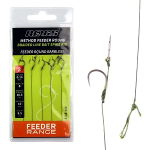 Carlige Legate NEVIS Method cu Spin Feeder Round Barbless Nr.10, 5buc/pac Carlige Legate NEVIS Method cu Spin Feeder Round Barbless Nr.10, 5buc/pac
