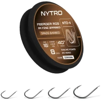 Carlige Legate NYTRO Feeder Rig Fine Barrbed NTO-4 Hooks to Nylon 100cm, 0.11mm, 2.2lbs/1.00kg, Nr.18, 8buc/tambur EVA