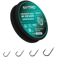 Carlige Legate NYTRO Feeder Rig River NTO-6 Hooks to Nylon 100cm, 0.15mm, 4.1lbs/1.86kg, Nr.14, 8buc/tambur EVA