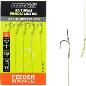 Carlige Legate Nevis Feeder Cu Spin Steg Barbless, Nr.10, 0.12mm, 8.5cm, 10buc/pac