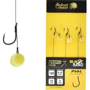 Carlige Legate SELECT BAITS FH4 Method Feeder Bait Band Rig 6mm, Nr.10, 7.5cm, 3buc/pac
