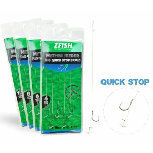 Carlige Legate ZFISH Method Feeder Rig Quick Stop Braid, Carlig Nr.12, Fir textil 15lbs, 5buc/pac