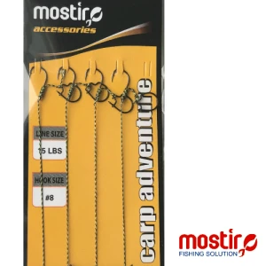 MOSTIRO FEEDER RIG WITH MAGGOT CLIP IN BRAID LINE 15 LBS HOOK NO 8 (4 BUC)