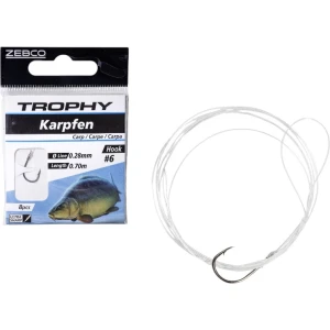 Carlige Legate ZEBCO Trophy Carp Hook-to-Nylon, Nr. 10, 8buc/pac