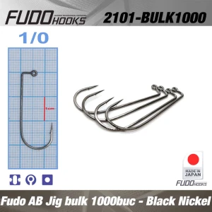 Carlige Fudo AB Jig Black Nickel Nr.1/0, 1000buc/bulk Carlige Fudo AB Jig Black Nickel Nr.1/0, 1000buc/bulk