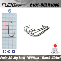 Carlige Fudo AB Jig Black Nickel Nr.6, 1000buc/bulk