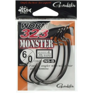 Carlige Off-Set GAMAKATSU Worm-323 Monster Black, Nr.6/0,  4buc/pac