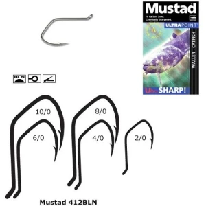 Carlige pentru Somn Mustad Ultra Sharp Black Nickel, Nr.6/0, 10buc/pac Carlige pentru Somn Mustad Ultra Sharp Black Nickel, Nr.6/0, 10buc/pac