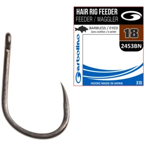 Carlig Garbolino Hair Rig Feeder Waggler 2453 Barbless, Nr. 18, 10buc/pac