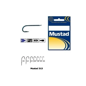 Carlig Mustad Concurs M313, Tija Lunga, Negru/Albastru, 10buc/plic Nr.14 
