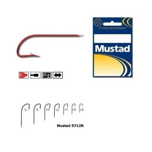 Carlig Mustad Crystal M5712R, Tija Lunga, Rosu, 10buc/plic Nr.14