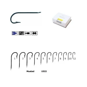 Carlig Mustad M1522 Bleu cu Tija Lunga, 100buc/cutie Nr.12 Carlig Mustad M1522 Bleu cu Tija Lunga, 100buc/cutie Nr.12