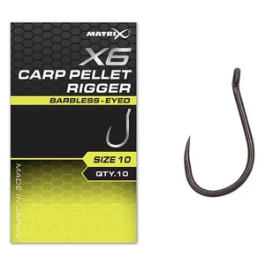 Carlige Feeder MATRIX X6 Carp Pellet Rigger, Barbless, Nr.10, 10buc/pac