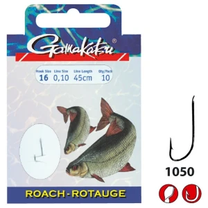 Carlige Gamakatsu Legate Roach 10buc/plic Carlig 16 + Fir 0.14mm     