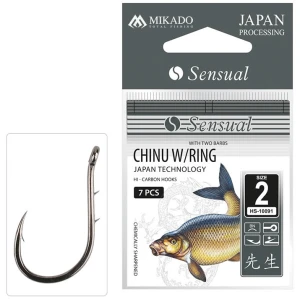 Carlige MIKADO Sensual Chinu Ring With Barbs BN, Nr.2, 10buc/pac