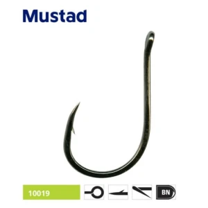 Carlige MUSTAD Ultrapoint Eyed Nickel 10019BLN, Nr.1, 10buc/pac Carlige MUSTAD Ultrapoint Eyed Nickel 10019BLN, Nr.1, 10buc/pac