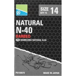 Carlige PRESTON Natural N-40 Cu Paleta, Nr.18, 15buc/plic