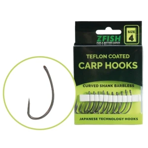 Carlige Zfish Teflon Curved Shank Barbless, Nr.4, 10buc/pac Carlige Zfish Teflon Curved Shank Barbless, Nr.4, 10buc/pac