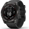 Ceas GARMIN Fenix 7 Pro Sapphire Solar Carbon Grey, Curea Neagra, 51mm