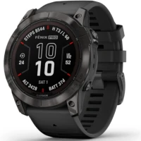 Ceas Garmin Fenix 7 Pro Sapphire Solar Carbon Grey, Curea Neagra, 51mm