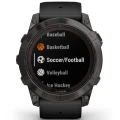 Ceas GARMIN Fenix 7 Pro Sapphire Solar Carbon Grey, Curea Neagra, 51mm