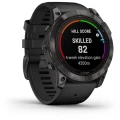 Ceas GARMIN Fenix 7 Pro Sapphire Solar Carbon Grey, Curea Neagra, 51mm