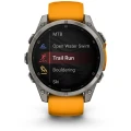 Ceas GARMIN Fenix 8 Amoled Sapphire Spark Orange / Graphite Ti / Bare, 47mm, EMEA