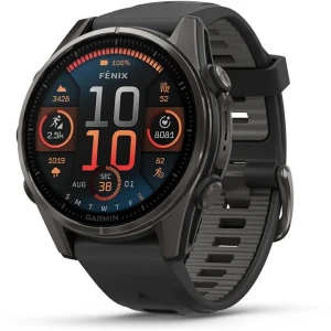 Ceas GARMIN Fenix 8 Amoled Sapphire Ti / Black Black / Pebble Gray, 43mm, EMEA