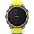 Ceas GARMIN Fenix 8 Solar Sapphire Carbon, Yellow / Graphite, 47mm, EMEA