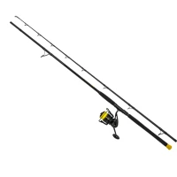 Combo Black Cat Hard Core Combo Bank Rod 3.0m, 600g, 2seg + Black Passion Fd 80 Reel + Fir Textil