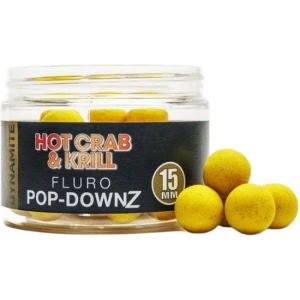 Boilies DYNAMITE Hot Crab & Krill Pop-DownZ, 15mm, 80g