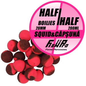 Boilies FISH PRO Half-Half, Squid Capsuna, 20mm, 200ml