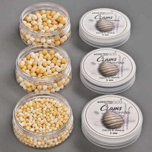Wafters ADDICTED CARP BAITS Clams Cocos Vanilie, Maroniu Natur & Alb, 5mm, 25g