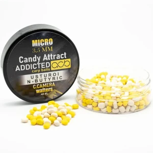 Wafters Addicted Carp Baits Pillow Candy Attract Micro, Usturoi & N-Butyric, Alb / Galben, 3.5mm, 40ml Wafters Addicted Carp Baits Pillow Candy Attract Micro, Usturoi & N-Butyric, Alb / Galben, 3.5mm, 40ml