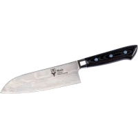 Cutit Muela 170mm Full Tang Blade Santoku-17dam.m, Damascus Vg10, Black Micarta Scales