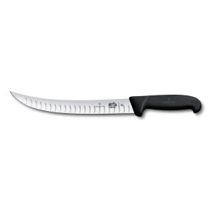 Cutit Pentru Sacrificat Victorinox Slaughter Knife, Fibrox, Lama Gofrata 25cm, Curbata, Negru