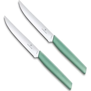 Set 2 Cutite Victorinox Swiss Modern Steak Knife, Lama Zimtata 12cm, Verde Menta, Blister
