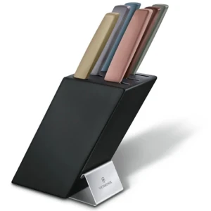 Set 6 Cutite Multicolore Victorinox Swiss Modern Block + Suport Lemn, Negru