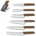 Set 6 Cutite Victorinox Swiss Modern Knife Block + Suport Lemn Gri, Manere Cutite Maro Set 6 Cutite Victorinox Swiss Modern Knife Block + Suport Lemn Gri, Manere Cutite Maro
