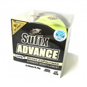 FIR MONOFILAMENT SUFIX ADVANCE 720M 0.40MM/15.0KG 6/33LB/HI VIS YELLOW