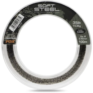 Fir Monofilament Fox Soft Steel Fleck Leader, Camo, 27.3kg, 60lbs, 0.70mm, 80m