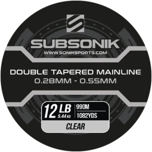 Fir Monofilament SONIK Subsonik Double Tapered Main Line Clear, 12lbs-5.44kg, 0.28-0.55mm, 990m