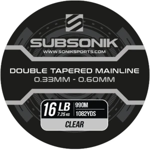 Fir Monofilament SONIK Subsonik Double Tapered Main Line Clear, 16lbs-7.25kg, 0.33-0.55mm, 990m